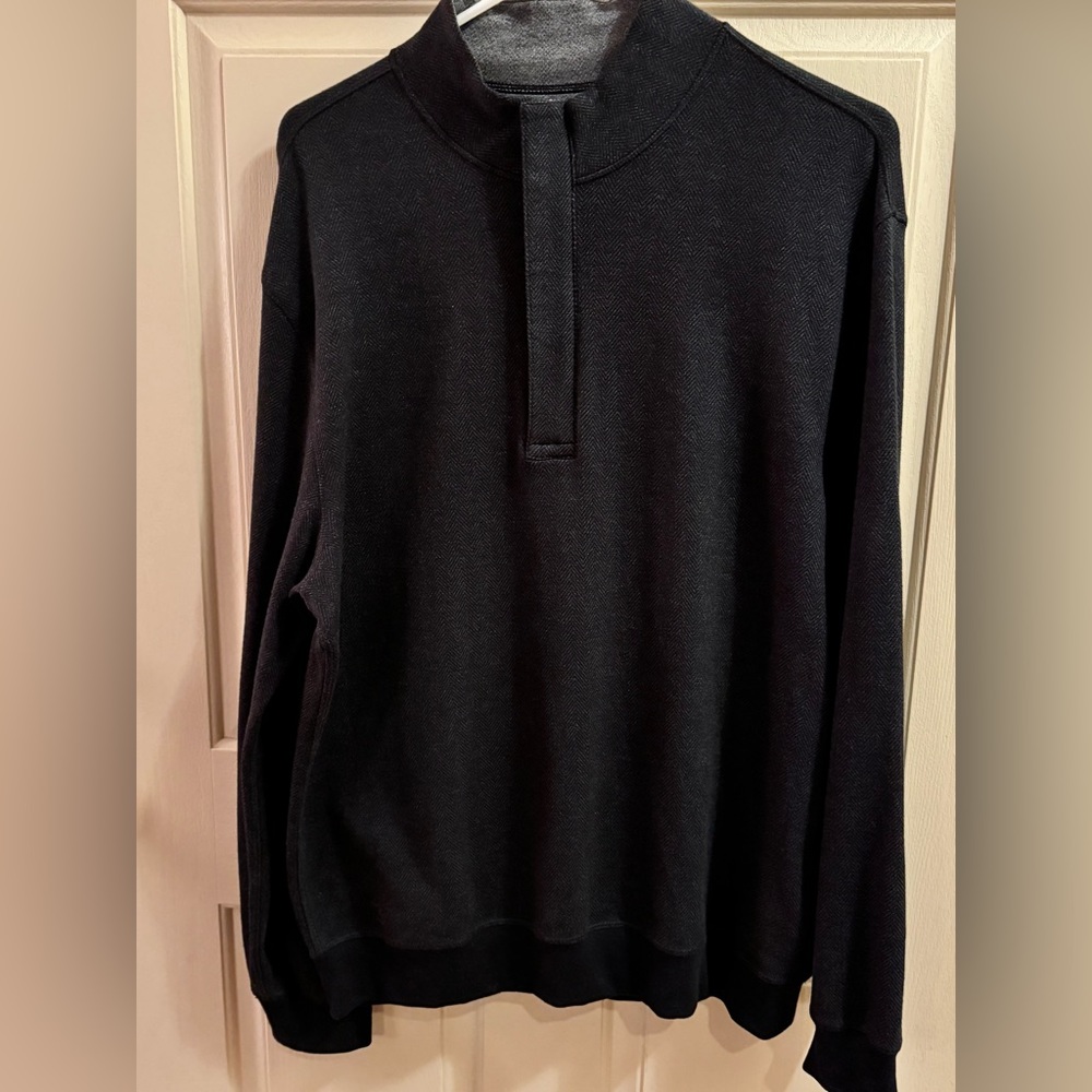 Herringbone Pullover Mock Neck Sweater Medium in Gray